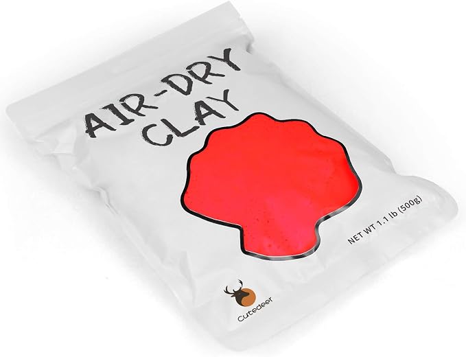 Cutedeer Red Air Dry Clay, 1.1lb Foam Modeling Clay, Soft Squishy Molding for Kids Adults, Arts & Crafts Project Slime Supplies(1.1lb - 1 Pack, Red)
