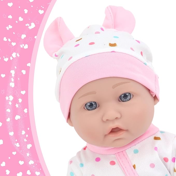 ZITA ELEMENT 12″ Baby Doll with Sleeping Carrier Bassinet Bed Set in Gift Box - 13 Piece Soft Baby Doll with Accessories, for Girls Ages 3+