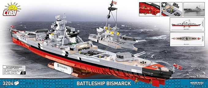 COBI Historical Collection WWII Battleship Bismarck, 3204 Pieces