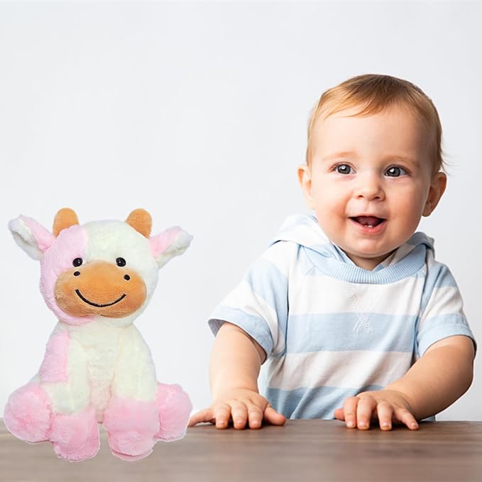 BSVOME 9 inches Cow Stuffed Animal Soft Plush Cute Cow Doll for Boys Girls (Pink Cow)