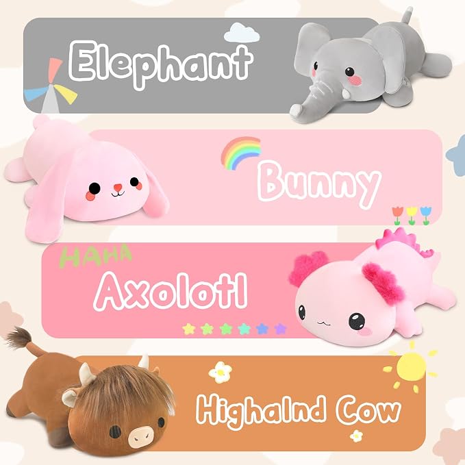 TOYSYM Weighted Stuffed Animals, Elephant Stuffed Animal with Weighted Beads, Cute Plush Toy Pillow Gifts for Adults Kids Boys Girls