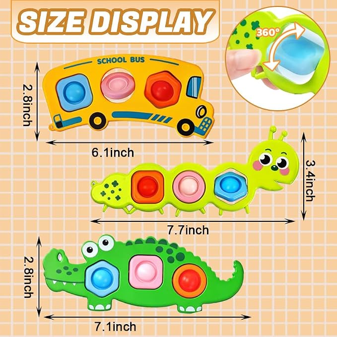3PCS Fidget Popper Sensory Toys Airplane Travel Activities for Toddlers | Kids Sensory Push Strips , Popping Bubbles Montessori Busy Toy, fidget toys, toddler travel toys, Classroom Gifts for Kids