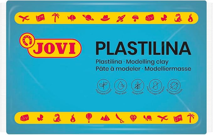 Jovi - Modeling Clay, 3 Pounds Total, 4 Non-Hardening Bars, 0.77 lb Each, Arts and Crafts Non-Toxic and Gluten Free Plasticine (Light Blue)