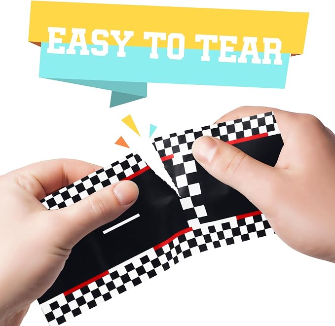 WNINK 2 Rolls Red Race Track Tape, Kids Race Car Stickers, Race Car Track Decorations, 2.4 Inch Wide, 2 X 33 FT Long, Easy Tear, No Residue for Kids Birthday Gift and Racing Party Decoration