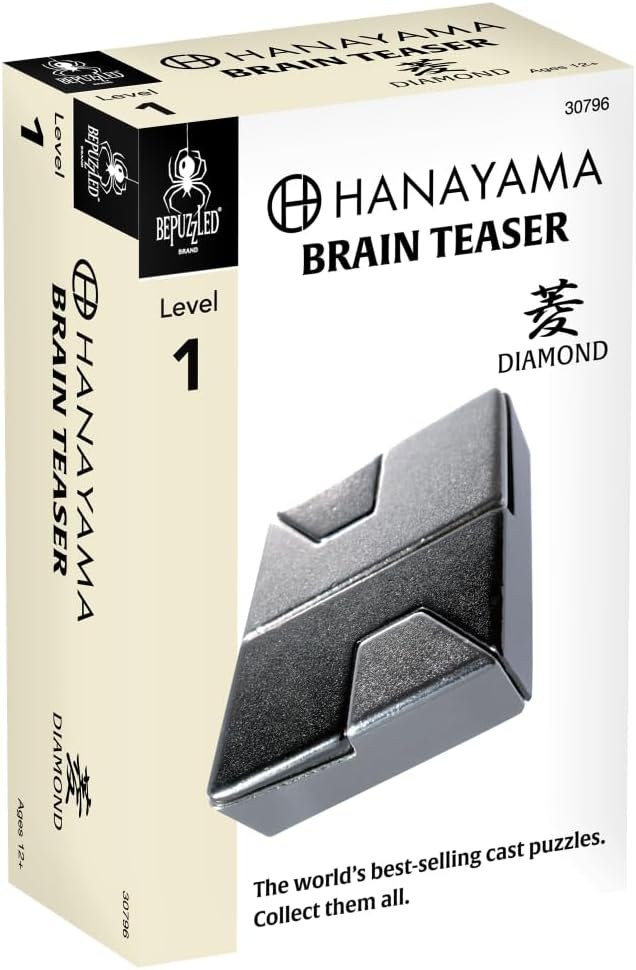 BePuzzled | Diamond Hanayama Metal Brainteaser Puzzle Mensa Rated Level 1, for Ages 12 and Up