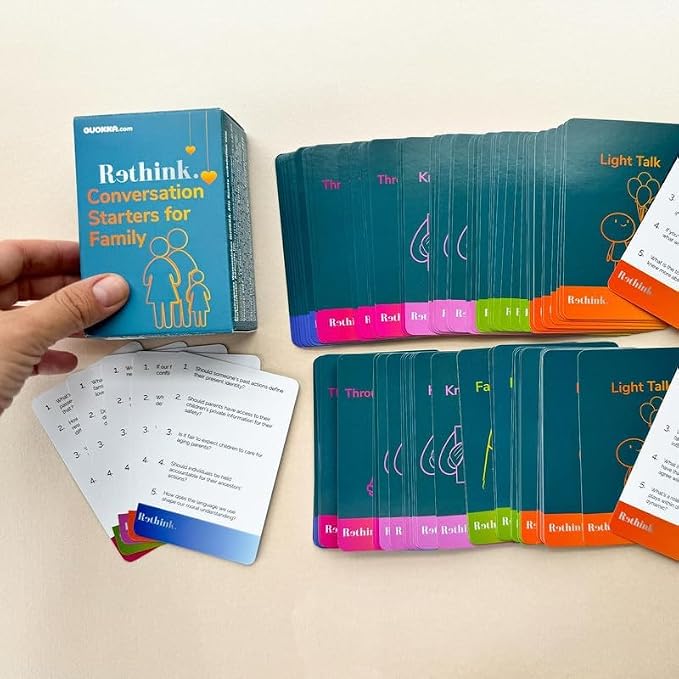 QUOKKA Conversation Cards Game – Family Edition – 500 Questions – Original Version – Share Thoughts – Fun Talking Board Game for Family Night