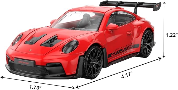 1:43 Diecast Model Cars for Porsche 911 GT3 RS, Metal Die Cast Toy Cars with Free Wheels for Boys Girls Kids Gift, Red