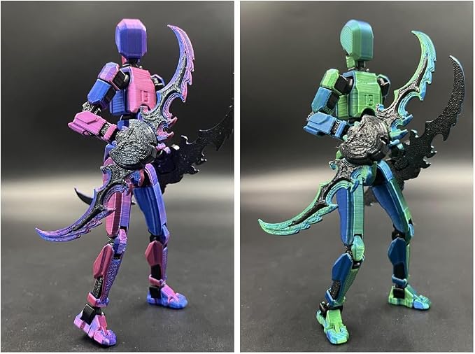 SANSGOUP T13 Dummy Action Figure Set (Assembly Completed), 3D Printed Multi-Jointed Movable Titan 13 Lucky 13 Mobile Robot, Nova 13 Action Figures Desktop Decorations for Game Lovers Toy (Purple Blue