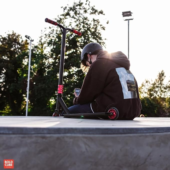 BOLDCUBE Deluxe Stunt Scooter for Boys and Girls Ages 8-12 Years | Anodized Finish | 4 Bolt Clamp | Marbled Grips | 7+ yrs