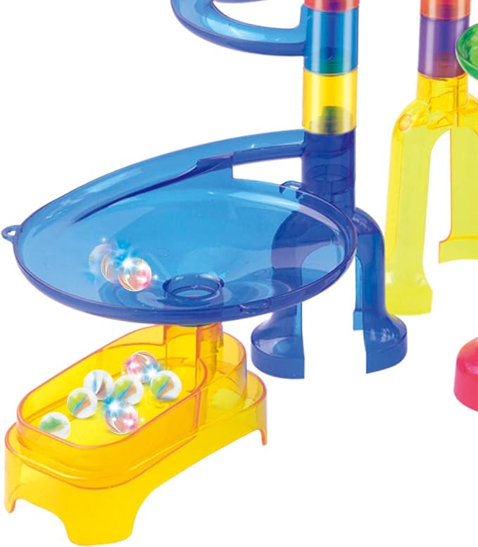 JOYIN 170Pcs Glowing Marble Run, Construction Building Blocks Toys with 5 Glow in The Dark Glass Marbles, STEM Educational Building Block Toy, Birthday Gifts, Easter Basket Stuffers