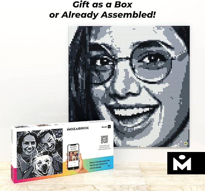 L Custom Photo Mosaic Building Set | DIY Craft Kit for Brick Wall Art Creation from Any Photo | Personalized Gift | Building Blocks Portrait Kit | Pixel Art Building Kit 30x30 in