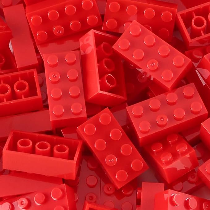 100pcs 2x4 Bricks Red Parts Pieces Building Blocks Classic Creative Play Set Toy Accessories Compatible with 3001 Major Brick Brands