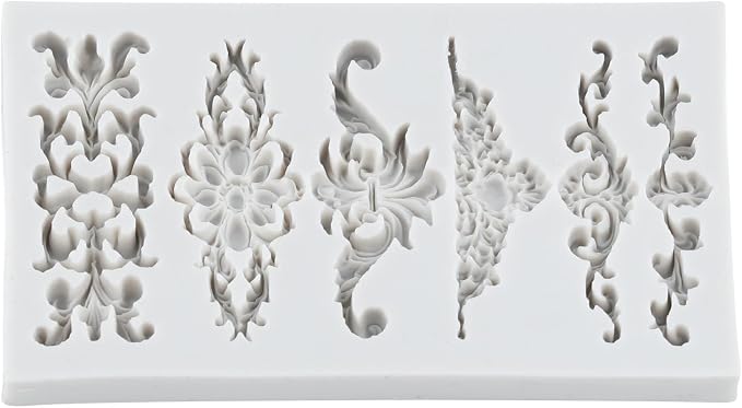 Baroque Polymer Clay Mold Curlicues Scroll Lace Silicone Mold Vintage Relief Flower Filigree Molds for DIY Crafts Epoxy Resin Casting Air Dry Polymer Clay Plaster Jewelry Making