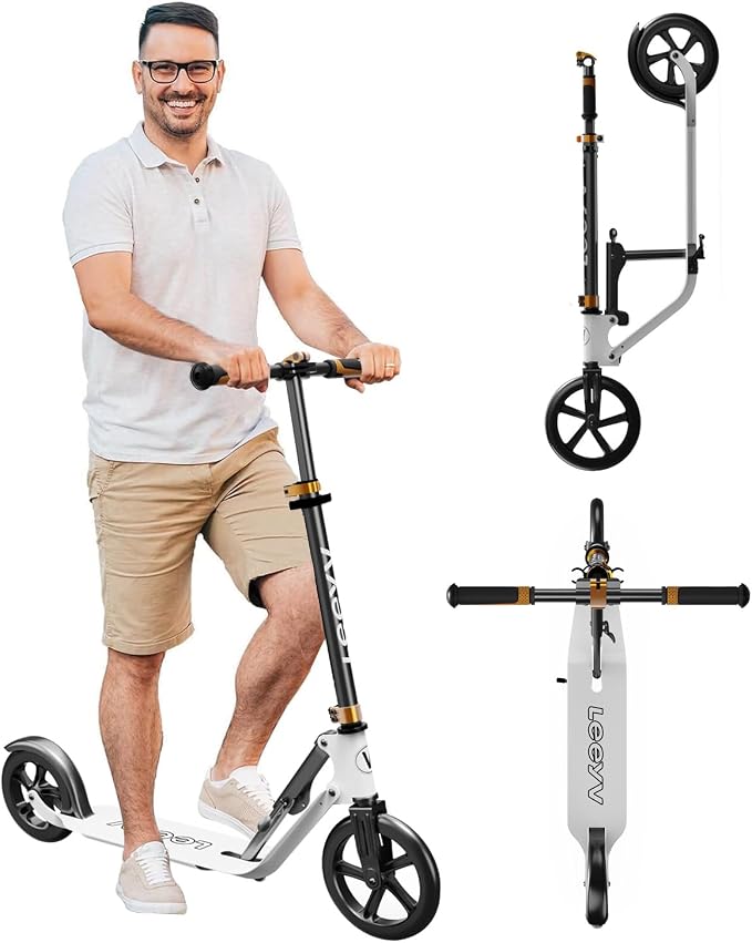 Adult Scooter with Big Wheels | Adjustable Height, Foldable Aluminum Frame | Smooth Ride for Urban Commuting and Outdoor Fun | Suitable for Teens 8-12 | 220 lbs Weight Limit