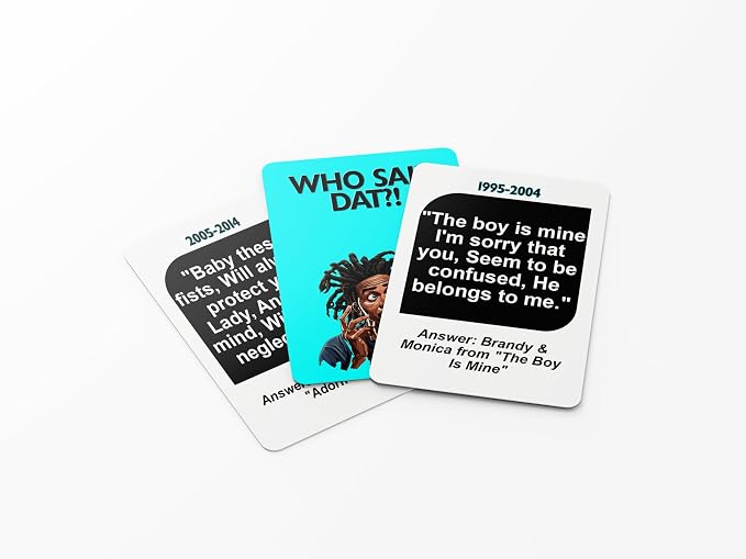 Kinfolk Who Said Dat: R&B Trivia Card Game – Name That Artist Challenge Featuring 76 Classic Lyrics & Quotes | Fun Music Game for Teens & Adults | Great for Parties, Cookouts & Late-Night Laughs