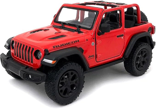KiNSMART - Jeep Wrangler Rubicon Off Road 4x4 5 inch 1:34 Scale Die Cast Model Replica Toy Car (Red Opentop)