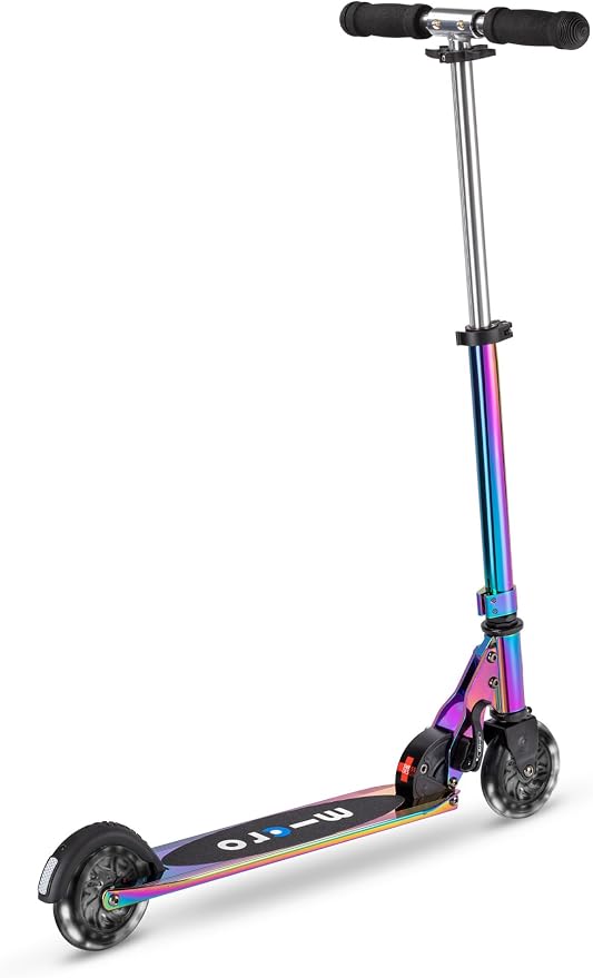 Micro Kickboard | Sprite Foldable LED Scooter for Ages 6+ | Children up to 220 lbs | 2 Wheel | Travel Ready | Adjustable T Bar | Smooth Ride, Motion Activated PU LED Wheels | Swiss Design