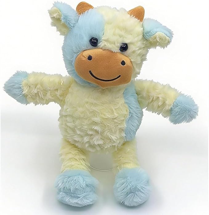 YUKOUQIAN Cow Stuffed Animal Cow Plush Doll Toy 11.8 inch for Girls Boys (Stand Cow Light Blue)