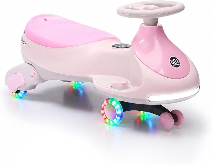 12V Electric Wiggle Car for Kids 2-in-1 Swing Car 360 Steering Pedal Ride | PP Plastic Body,Indoor Outdoor Play,Kids Activity Toy,Preschool Riding Fun,Low Gravity Design,Family Entertainment