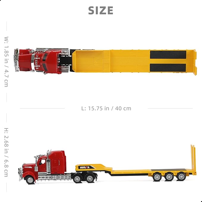 Flatbed Semi Truck Toy, Large 1/50 for Kenworth W900 Metal Diecast Transport Tractor Truck Trailer Toy Gifts for Boys Adult Model Car Collector -Yellow