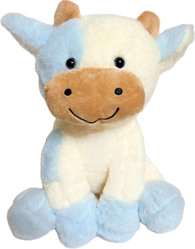BSVOME 9 inches Cow Stuffed Animal Soft Plush Cute Cow Doll for Boys Girls (Blue Cow)