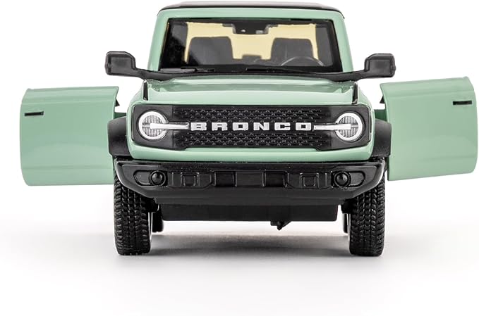 1:36 Ford Bronco Badlands 2dr Toy Car, Diecast Pull Back Model Car, Doors Open, Collection Kids Toy for Aged 3 and up, Mint Green