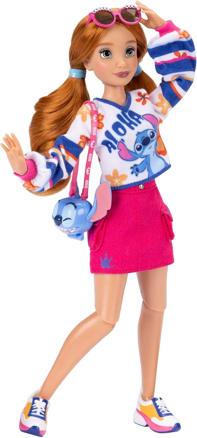 Disney ILY 4EVER Fashion Dolls Red Hair Stitch 11.5" Tall with 13 Points of Articulation, Two Complete Mix-and-Match Outfits and Mickey Ring for You!
