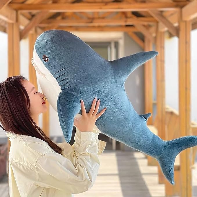 39.4 Inch XXL 15% Chubbier Weighted Giant Shark Stuffed Animal,Soft Chonky Shark Toys Shark Plush Pillows Stuffed Shark for Brave Boy's and Girl's Room Décor,Perfect Stress Relief for Women