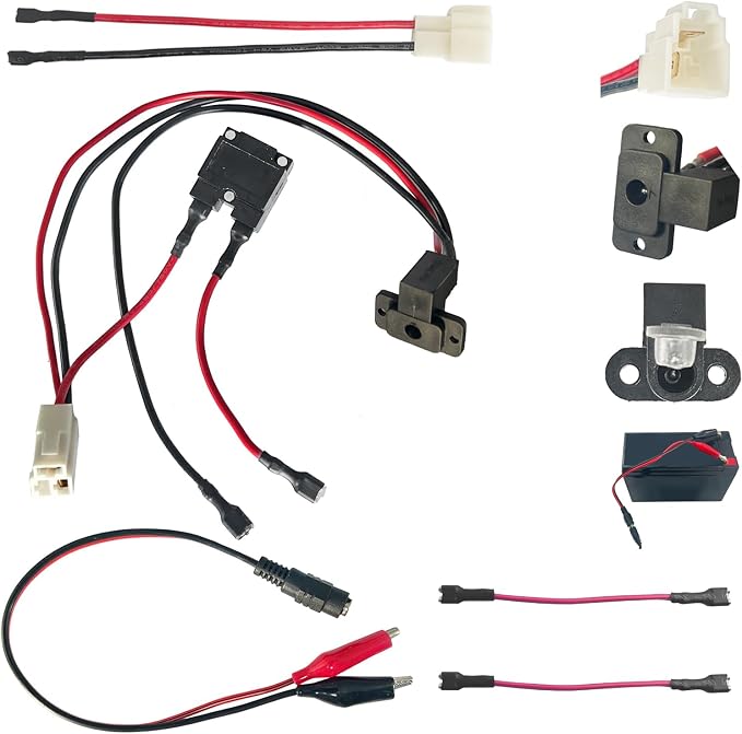 JRRXM 6V 12V 24V Round Charger Charging Port for Kids Power Wheels Ride on Electric Toys Car Replacement Parts,6PCS 25A Fuse Battery Connector Wires Cable Kit Set
