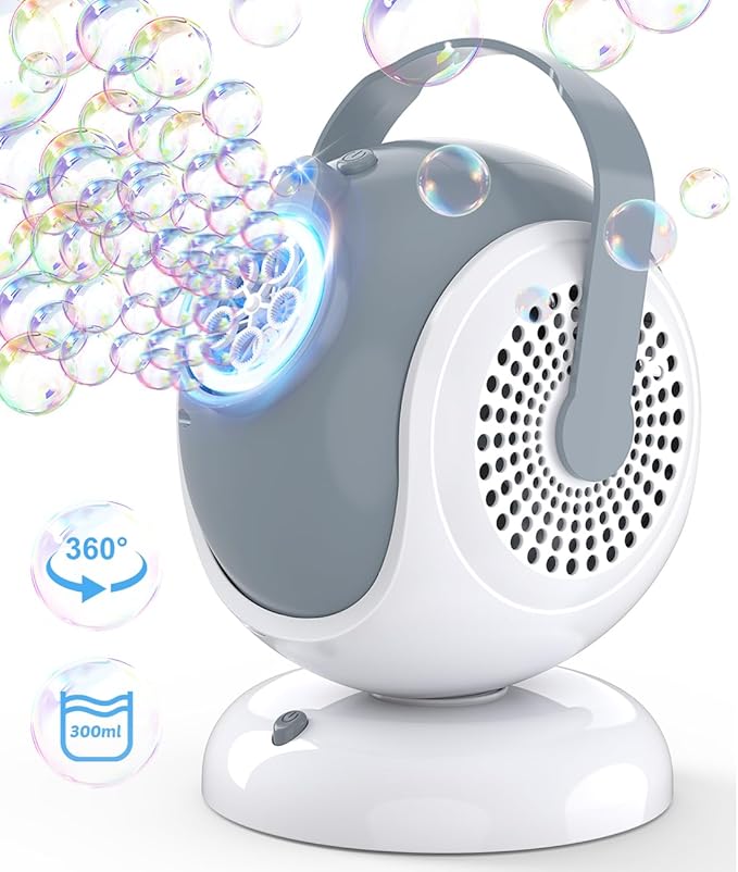 Joyfuture Bubble Machine - Automatic Bubbles Blower for Kids, Toddlers - 360° Rotation & 75° Adjustment, Bubble Toys with LED Light - Gifts for Boys, Girls, Halloween, Outdoor, Birthday, Party