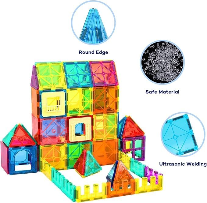 Anbalulu Magnetic Building Tiles,Magnet Building Set,Magnetic Blocks, 3D STEM Stacking Toys, Magnets Toy for Kids Boys Girls