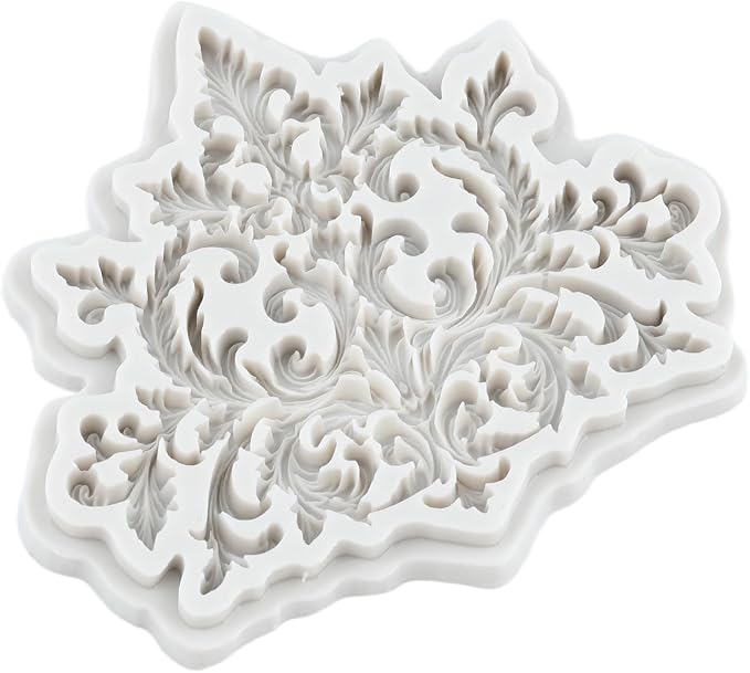 Baroque Relief Flower Lace Silicone Mold Curlicues Scroll Lace Polymer Clay Mold Vintage Filigree Molds for DIY Crafts Epoxy Resin Casting Air Dry Polymer Clay Plaster Jewelry Making