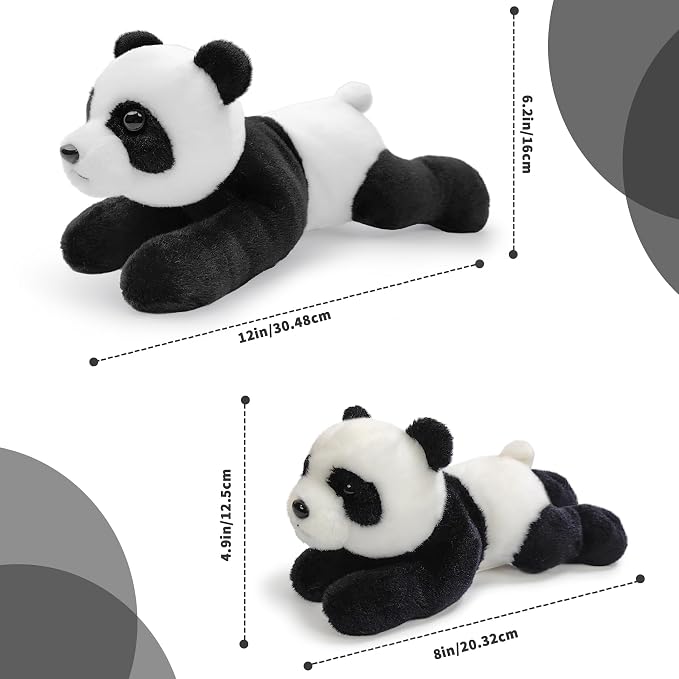 Panda Stuffed Animal for Kids,12 inch Realistic Animal Plush Toy Lying Down Posture Animals,Plush for Boys Girls Adult Birthday Hug Teaching(L-Panda)