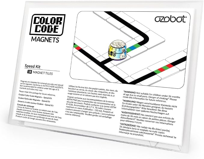 Ozobot Color Code Magnets Speed Kit, Interactive Coding Learning Tool for Kids Ages 3+, Enhances Logic & Problem Solving Skills, 18 Tiles, Evo & Color Codes Magnets Base Kit Required Not Included
