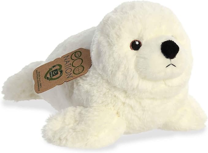 Aurora® Responsibly Made Eco Nation™ Seal Stuffed Animal - Ideal for Playtime Adventures - Perfect for Birthdays or Just Because - White 12 Inches