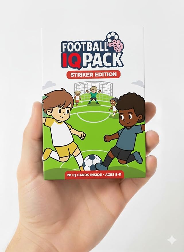 Soccer IQ Card™ – Game Intelligence Cards for Kids Ages 5–11 | Learn Mindset, Positioning, Attacking, Defending & Communication | (Striker Edition)