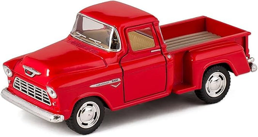 KiNSMART 1955 Chevrolet Stepside Pickup Truck 5 Inch 1:32 Scale Die Cast Metal Little Truck (Red)