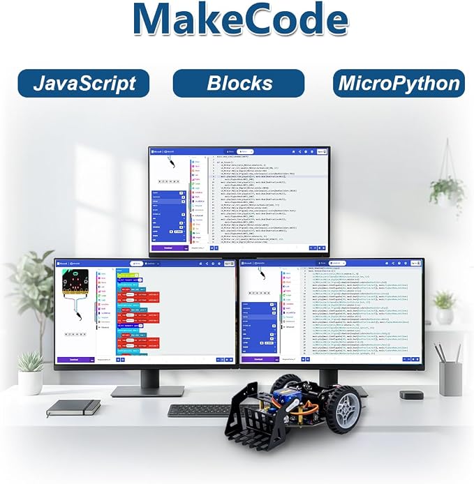 LAFVIN MicroBit Smart Robot Car for MakeCode and MicroPython,STEM Educational Coding Robot for Kids Beginner(Without Micro:bit)