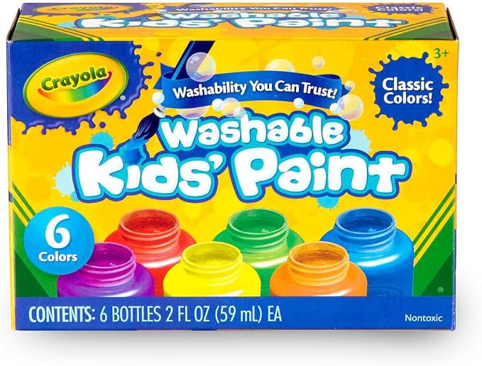 Crayola Washable Kids Paint Set (12ct), School Supplies for Kids, Classic and Glitter Paint, Classroom Essentials, Toddler Painting Kit, Ages 3+ [Amazon Exclusive]