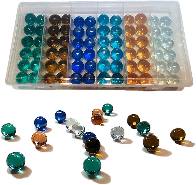 72 PCS Marbles for Kids, 6 Colors Glass Marbles Bulk for Marble Games Marble Run Chinese Checkers Vases Home Decor