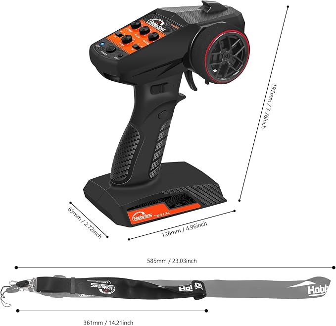 RC Radio System 4CH 2.4G RC Transmitter with Receiver and Lanyard Anti-Jamming Remote Controller for 1/10 1/12 1/14 1/16 1/18 1/24 RC Car Crawler Boat