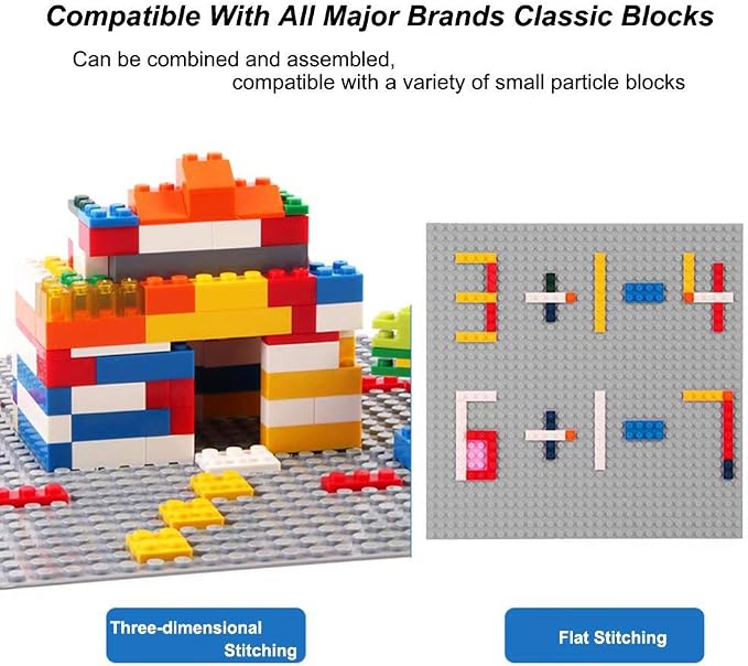 LVHERO Classic Baseplates Building Plates for Building Bricks 100% Compatible with All Major Brands-Baseplate, 10in x 10in, Pack of 8 (Gray)