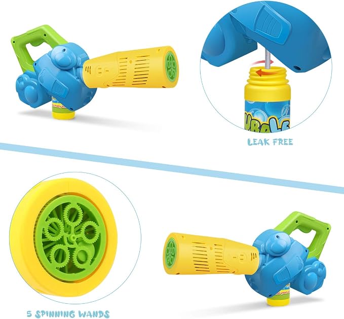 Duckura Bubble Leaf Blower, Outdoor Bubble Machine for Kids Ages 3+ | Ages 3+, Outdoor Summer Play, Easter Birthday Gift for Boys Girls, Party Favor, 3 Bubble Solutions ,