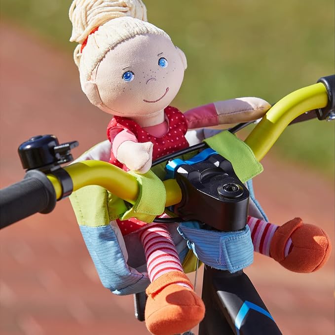 HABA Soft Doll Bike Seat – Babydoll Accessories for Toddler and Seat Attachment for Scooters, Trikes & Bikes for Toddlers 18+ Months, Fits Most Plush Toys & Baby Dolls Up to 15”