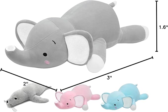 CSVBTRF Weighted Stuffed Animals, 4.2 lbs 23" Elephant Plush Hugging Pillow for Gift, Grey Elephant Stuffed Animals