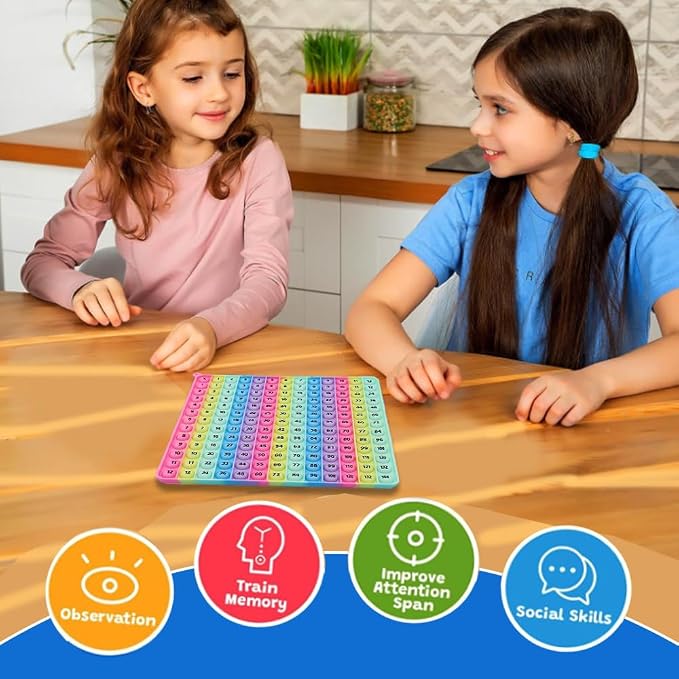 Rainbow Multiplication Table pop Fidget Toys Educational Math Learning Board Game, 12x12 Times Tables Practice, Colorful Silicone Push Bubble Sensory Toy (12 X12 Makar Multiplication Table)