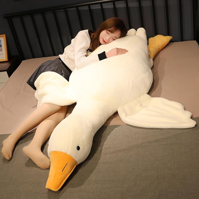 Srutirbo Giant Goose Stuffed Animal, 35.4 Inch Soft Goose Plush Pillow, Cute Duck Plush Toy Swan Plushie Doll Sleeping Hugging Pillows Gift for Girls Boys (35.4in)