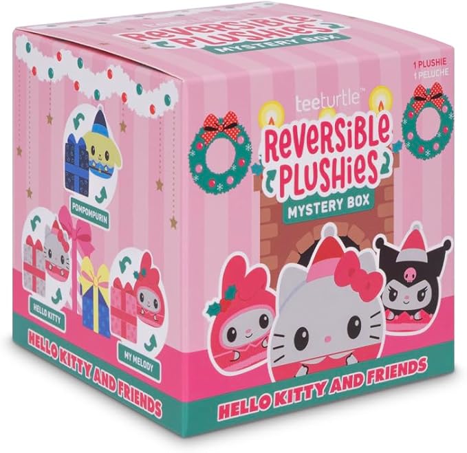 TeeTurtle Sanrio Holiday Series Reversible Plushie Mystery Box - 3-Inch Hello Kitty and Friends Blind Box Plush with Embroidered Details - Cute Collectible Surprise Toy for Kids, Teens, and Adults