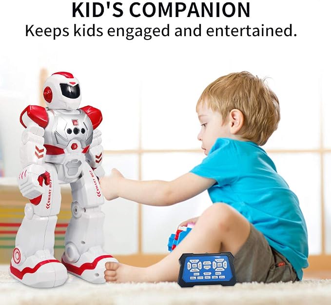 Remote Control Robots for Kids,Intellectual Gesture Sensor Programmable RC Robot Toys with Infrared Controller,Early Education,Speak,Dance,Sing,Walk,Robot Kits for Boys and Girls(Red/White)