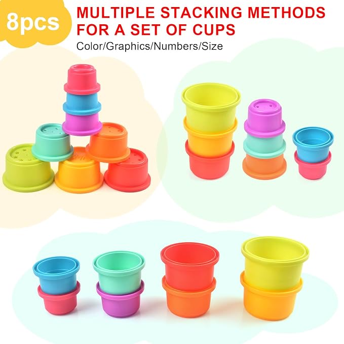 Baby Stacking Nesting Cups Toys, Baby Toys 6 to 12 Months, Montessori Toys for Toddler Gifts 1 Year Old (617-97)